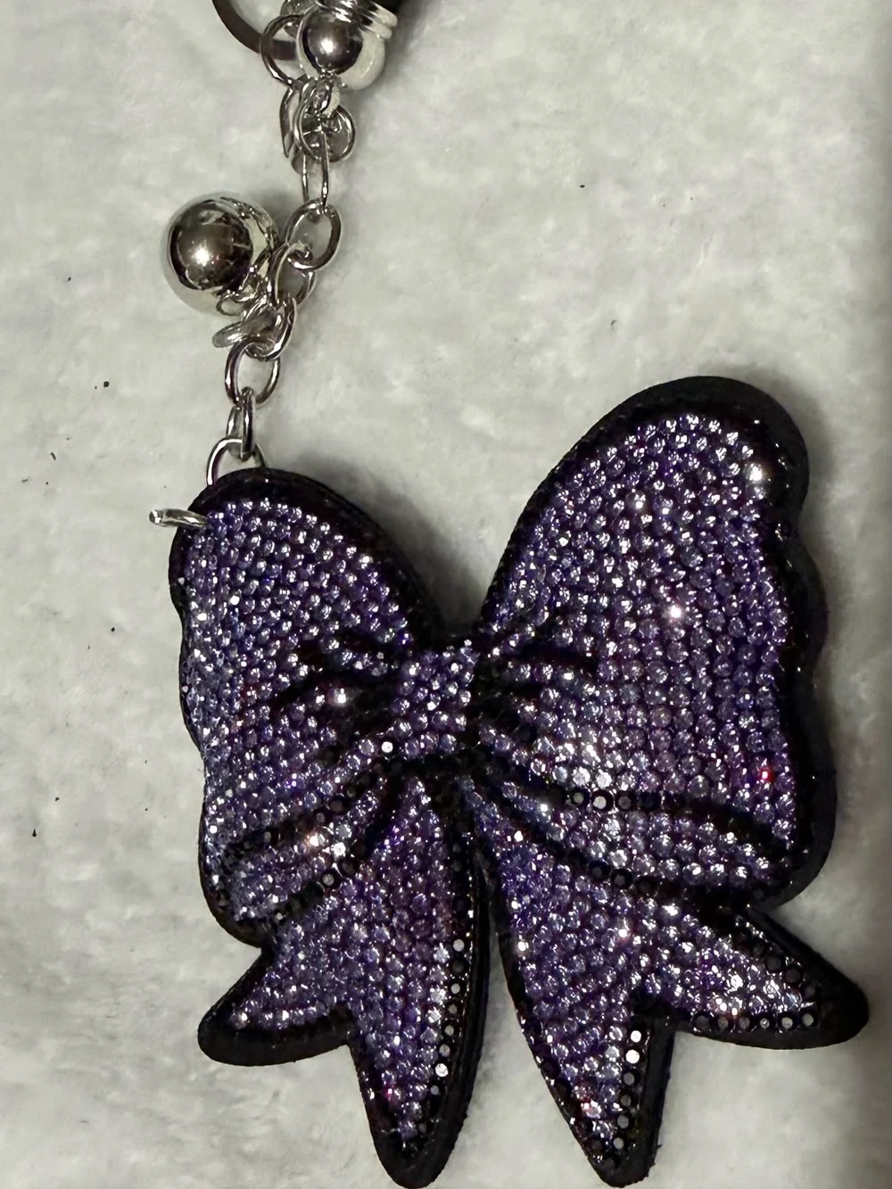 Lavender/ Black Rhinestone Bow Key & Bag Charm